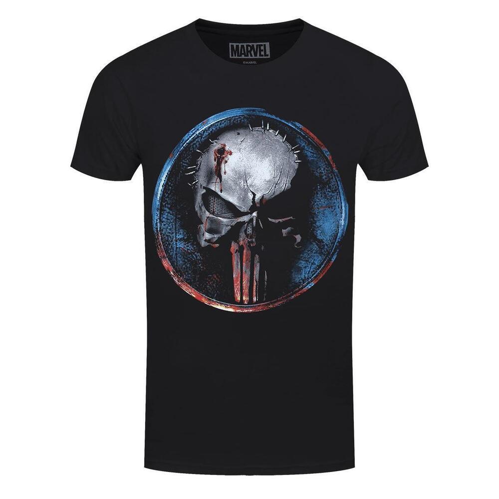 The Punisher Chrome Skull Mens Black Tshirt